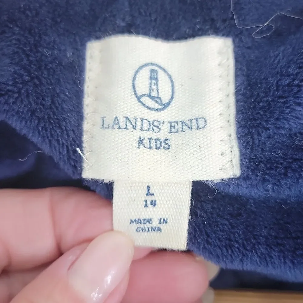 Lands'End. Blue Polka Dot Puffer Coat. Size 14. EUC